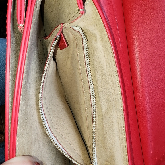 Beautiful Chloe Red Suede/Calfskin ❤️ Faye Bag! 10 by 12 in. - Picture 3 of 7